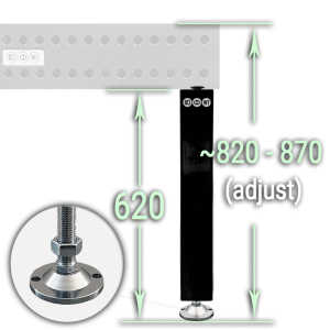 620mm Leg - Disc Feet | K28 - QTY: 1 - Square - Black