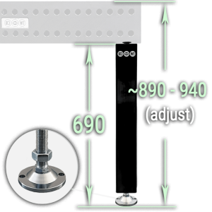 690mm Leg - Disc Feet | K28 - QTY: 1 - Square - Black